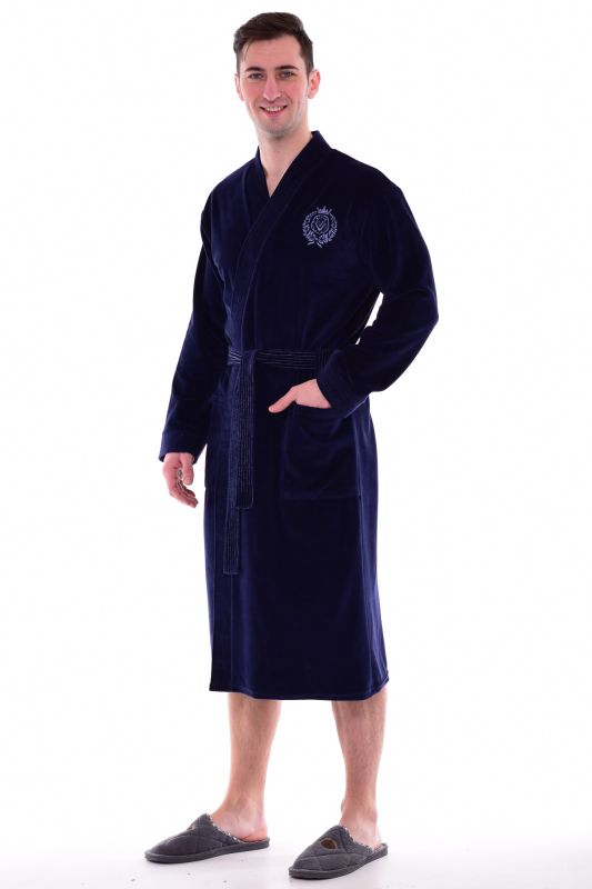 Men's robe 9-119d (dark blue)