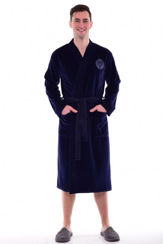 Men's robe 9-119d (dark blue)