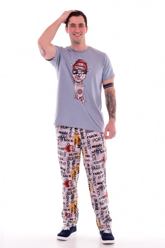 Men's pajamas 9-161 (grey) Llama