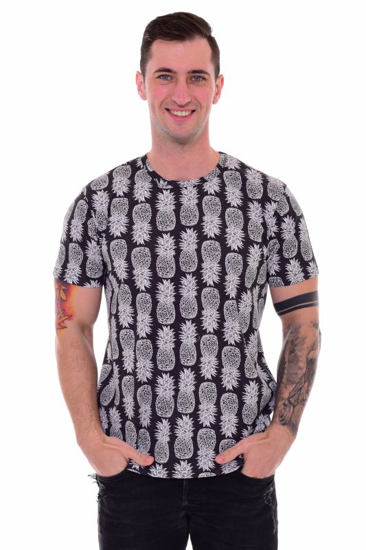 Men's T-shirt 9-168 (black), Pineapple