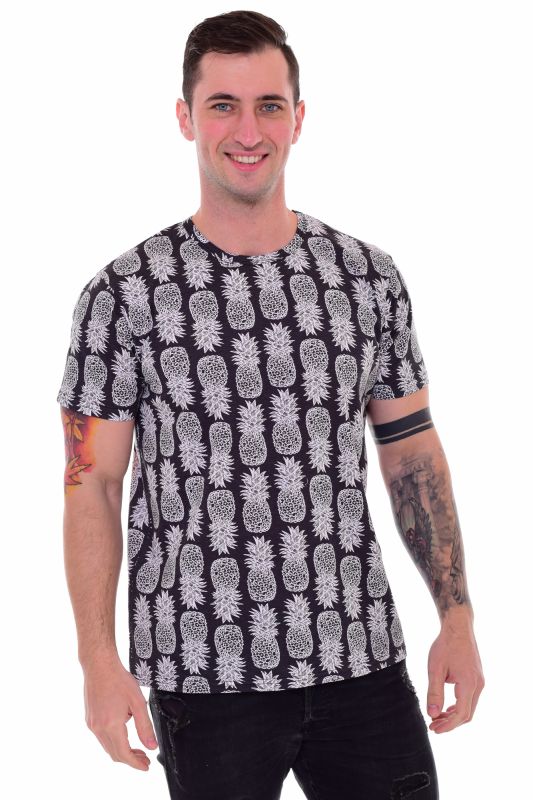 Men's T-shirt 9-168 (black), Pineapple