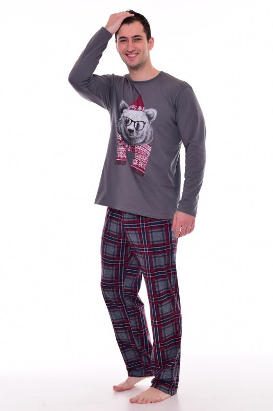 Men's pajamas 9-179 (dark grey) Bear in a hat