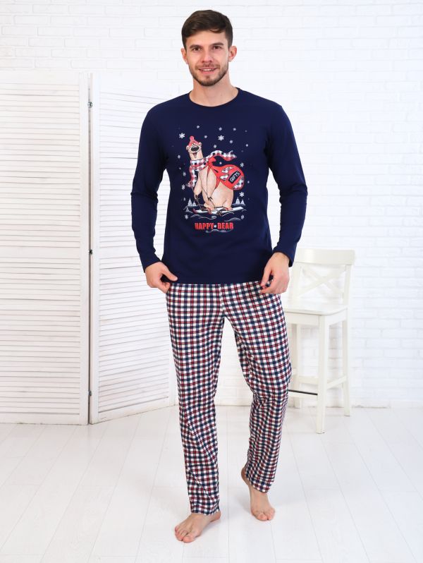 Men's pajamas 9-195 (dark blue) Skier