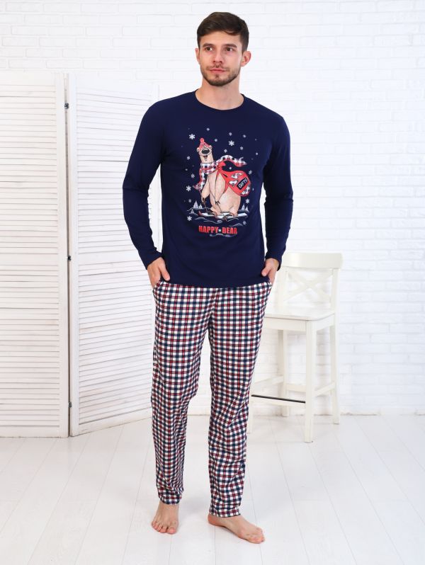 Men's pajamas 9-195 (dark blue) Skier